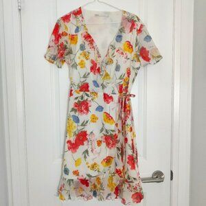 Only – Vibrant Floral Mini Wrap Dress (Size 38 / Fits Like M)